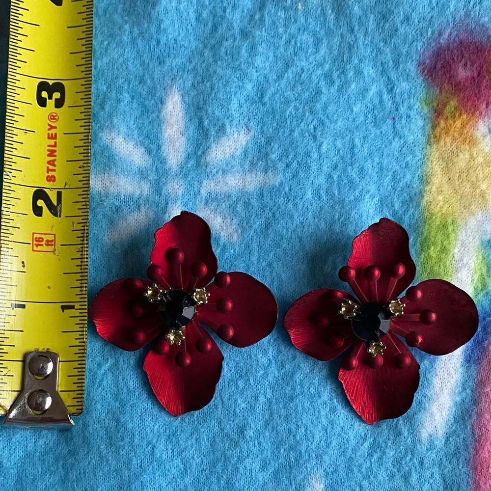 Red Floral Earrings